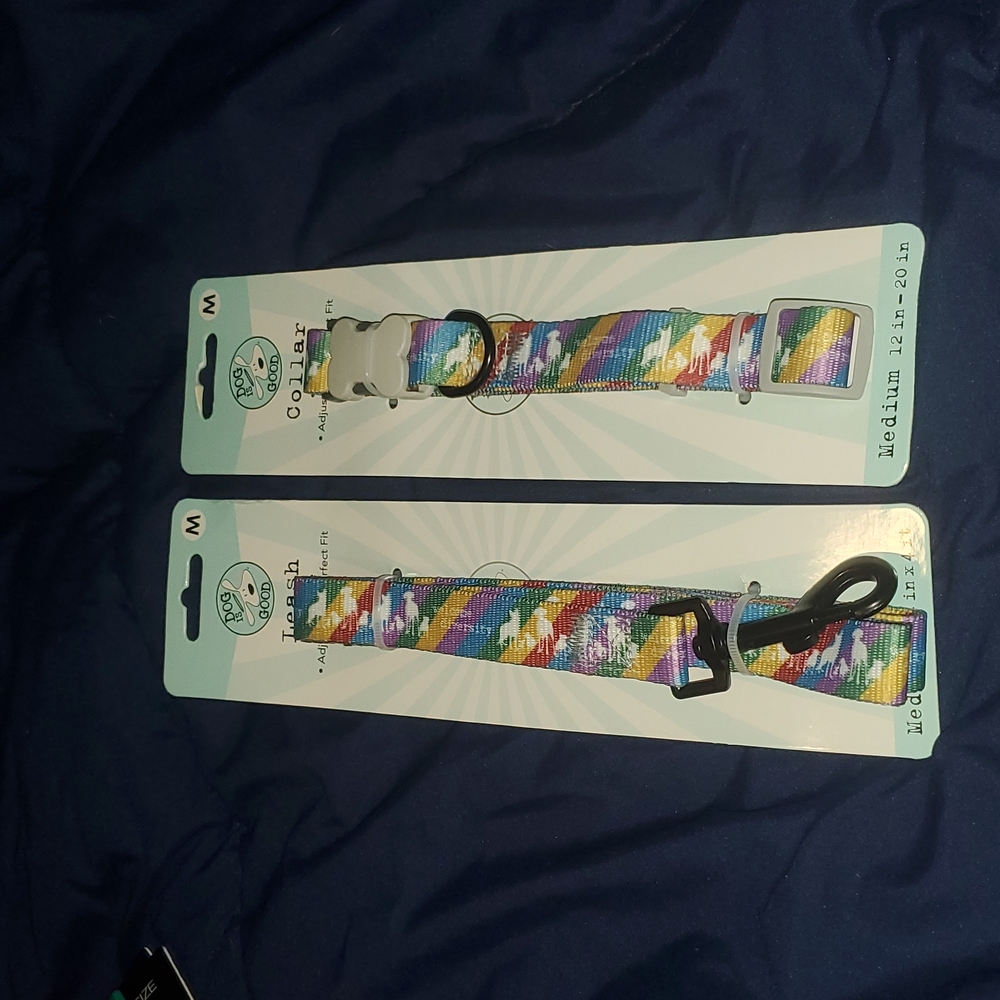 Dog Is Good Pride Collar & Leash Set Size M NWT